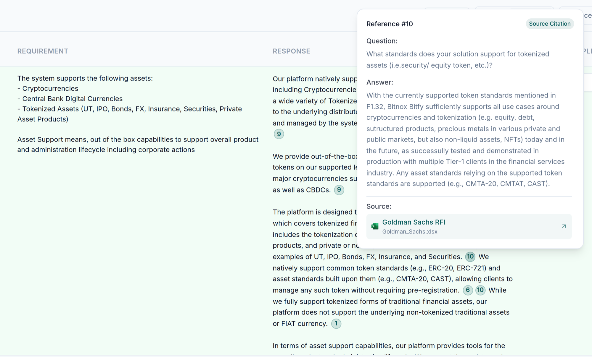 Cited responses with trust scores